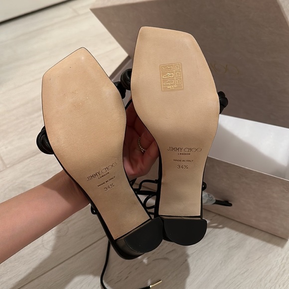 Jimmy choo black tie up block style heels in a size 4 1/2 EU 34 1/2 - Picture 2 of 4